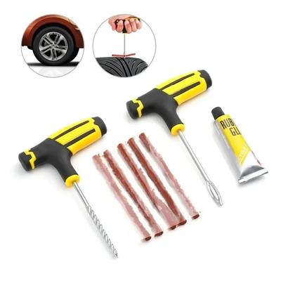 1 Set Kit de Réparation de Pneus de Voiture Cloutage avec Bandes de Caoutchouc Outil Outil de Bouchon de Crevaison Sans Colle Auto Moto Réparation Film Pneu Clou