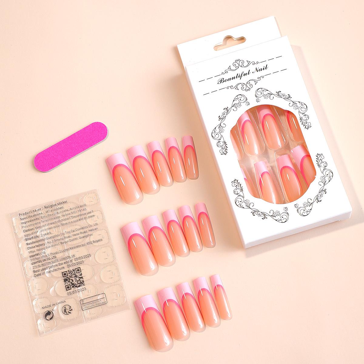 

Долговечные съемные накладные ногти «Французский пайп» - 24 штуки