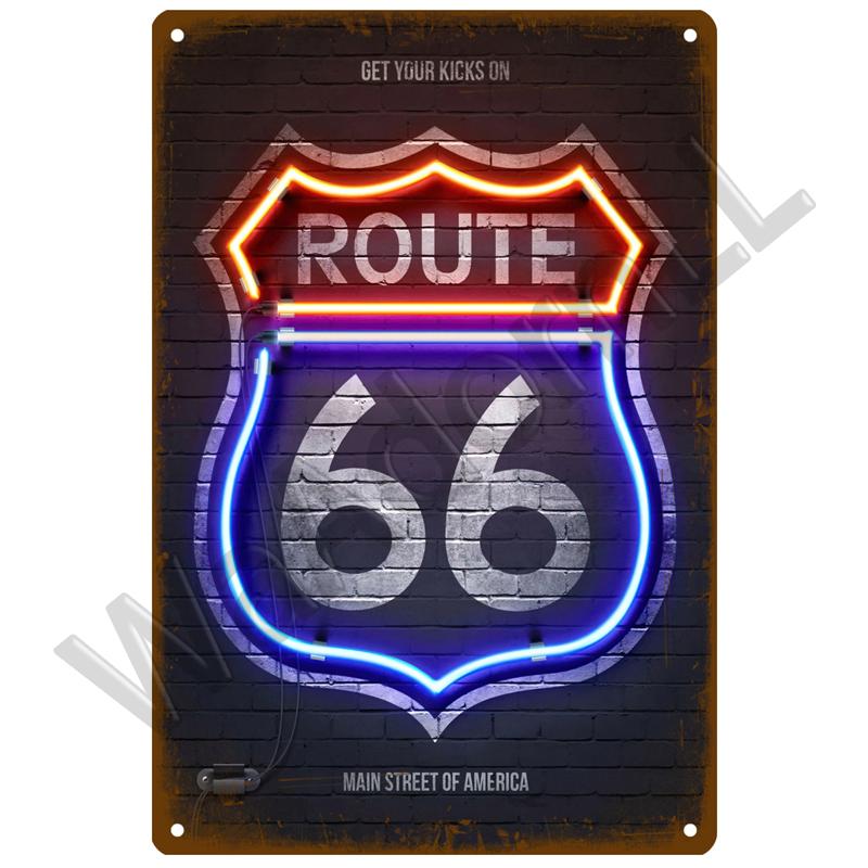 Route 66 Metal Sign House Plaque Metal Poster Tin Sign Plate Wall Posters Vintage Retro Aesthetic Room Decor Wall Art Decoration