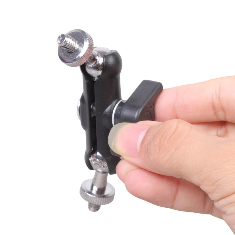 Heavy Duty Double Metal Disc 1/4" Thread Adapter Support 360 Degree Rotating For Camera Mic Light Stand Mounting Bracket