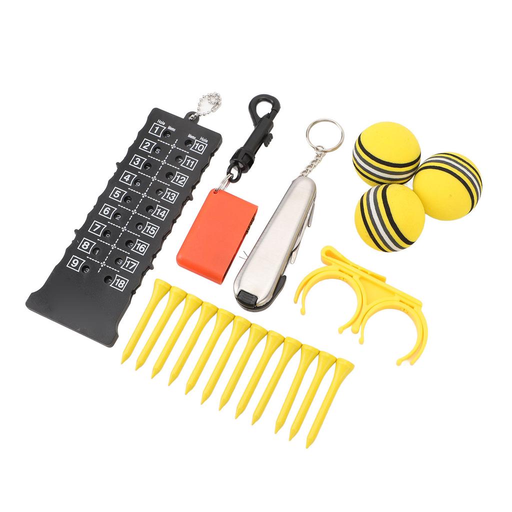 6 in 1 Golf Accessory Bag PU Leather with Tees Scorer Divot Tool Ball Clamp Brush Golf Essentials Storage Case for Gift