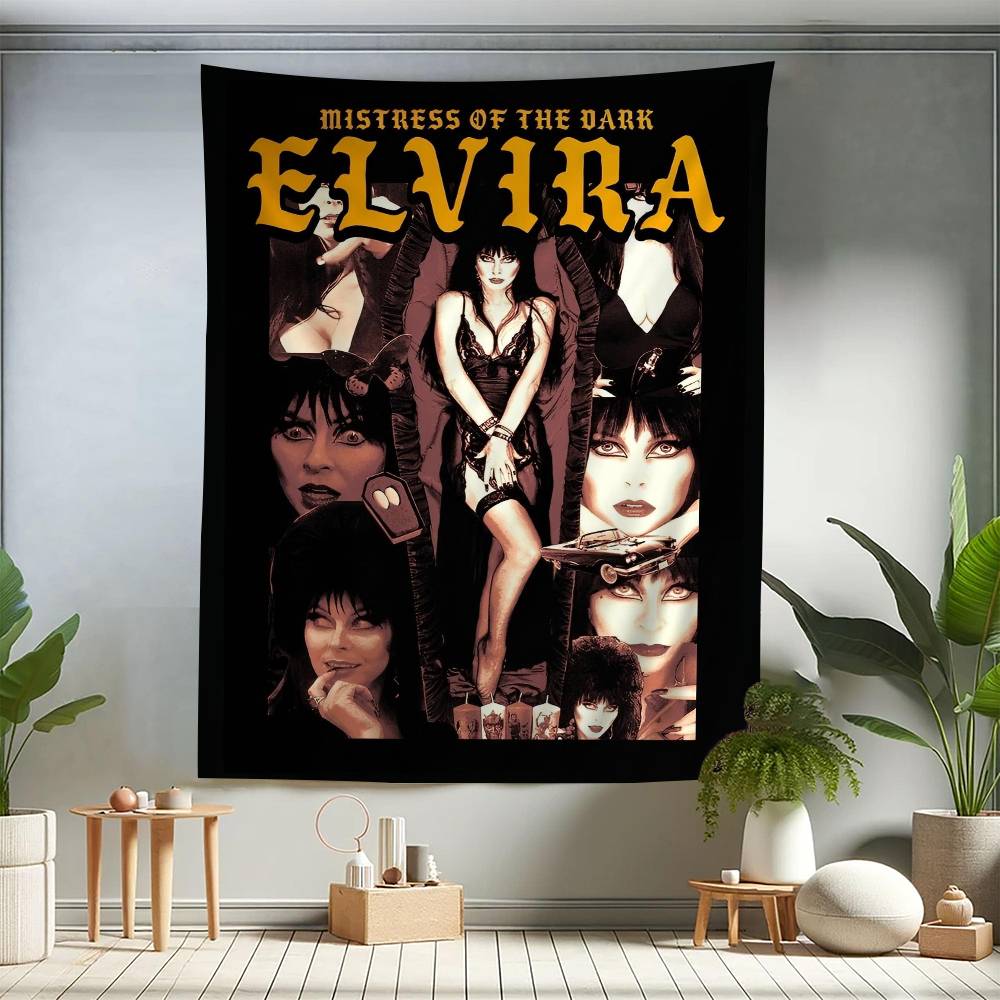Film E-Elvira M-Mistress D-Dark Printed Large Wall Tapestry Art Science Fiction Room Home Decor Decor Blanket