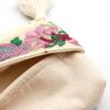 Tomo Corporation Indian Embroidered Ribbon Pouch with Tissue Case, Beige, Indian Embroidery, Indian Ribbon, 13xH10xD2cm, 13124-000-414