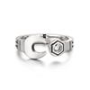 Yin Taifei Sterling Silver Retro Wrench Ring for Men - Original High-Grade Classic Design, Adjustable Fit