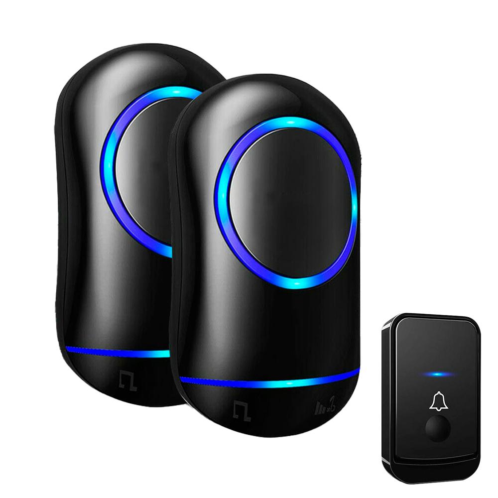 Wireless Doorbells Home Door 1000 ft Range Waterproof Wireless Doorbell Chime Battery Operated Doorbell with LED Indicator чёрный