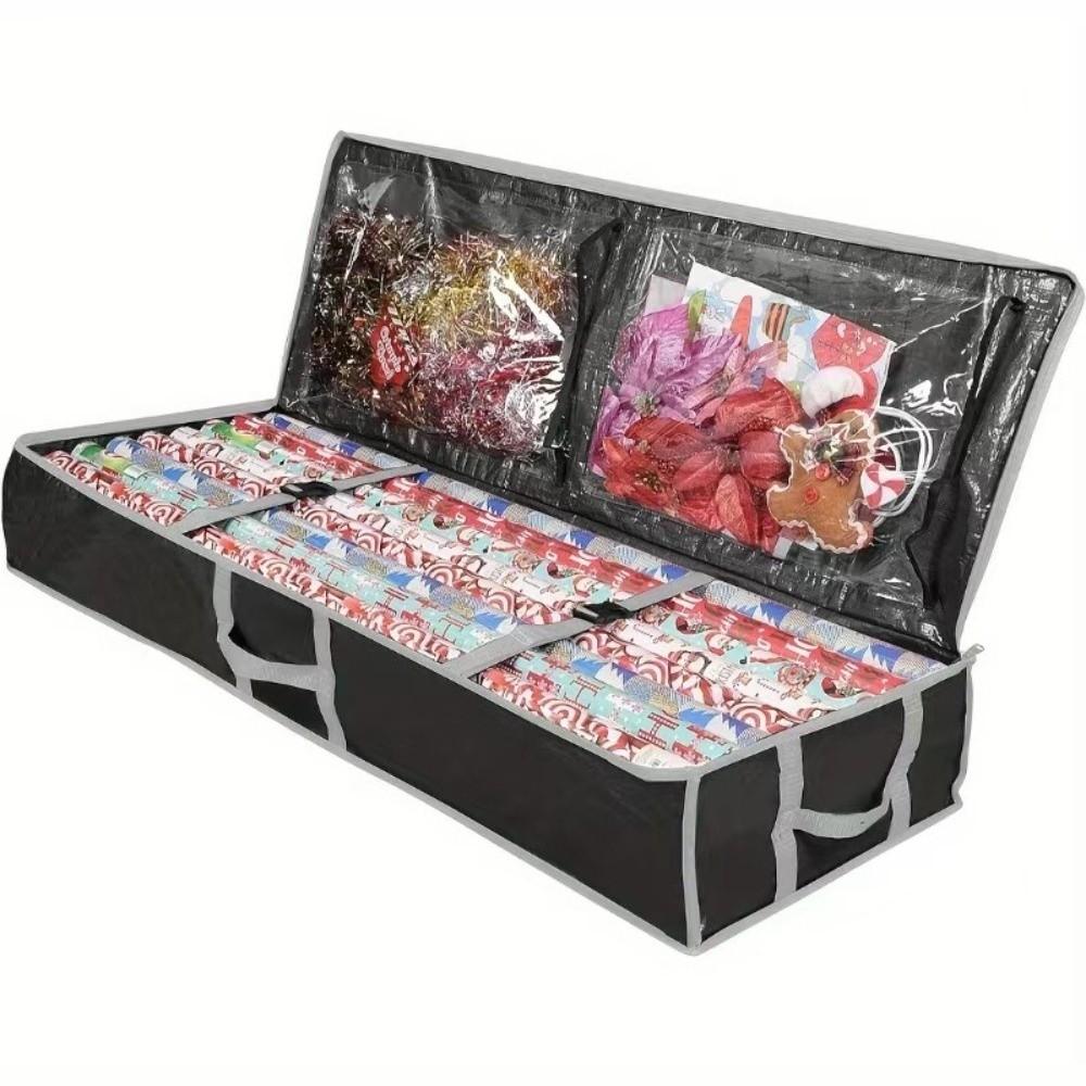 Oxford Christmas Wrapping Paper Storage Bag Dustproof Washable Xmas Ornament Organizer Reusable Large Capacity Under Bed Storage
