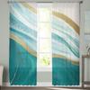 Luxury Tulle Curtains Teal Gradient Marble Pattern Living Room Kitchen Chiffon Curtain Youth Bedroom Sheer Floor Valance Curtain