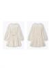 2026 Spring French Drape Puff Sleeve Belted Fluffy Skirt Dress for Women