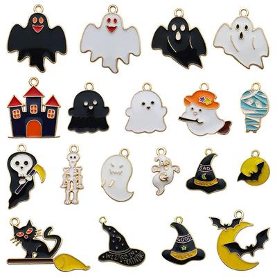 24PCS Colorful Halloween Pendants Alloy Cartoon Widget Halloween Enamel Charms  Festival Supplies