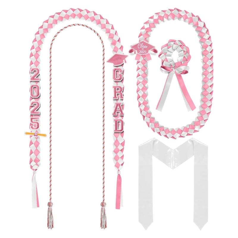 Graduation Leis 2025 Braided Necklace Graduation Sash Honours Cord Wrist Cuffs for Graduation Party Decorations
