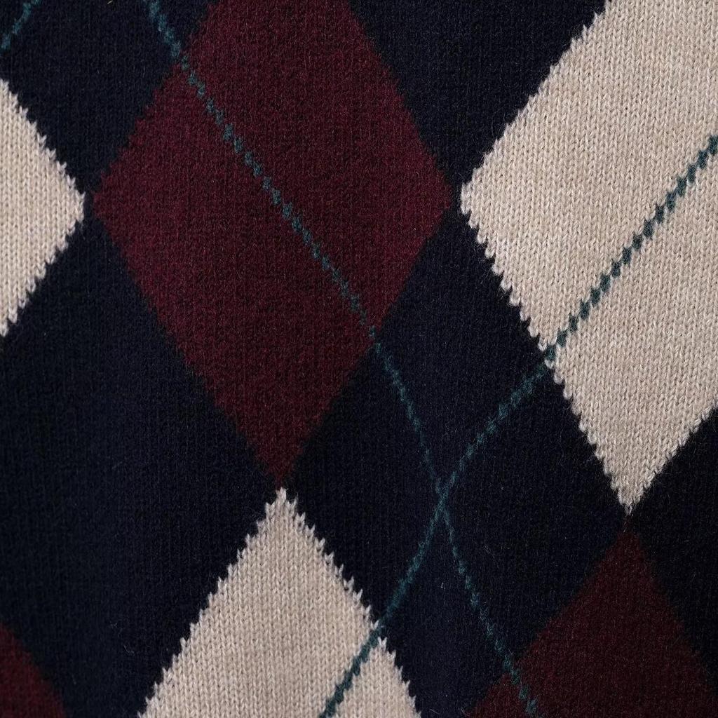 2025 Spring Women's Slim Color Block Diamond Knit Cardigan