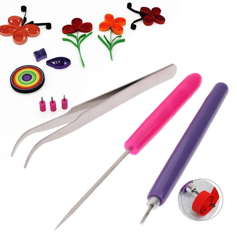 3Pcs Tweezer Needles Slotted Pen Tool Kit Quilling Paper Diy Set Paper Tool