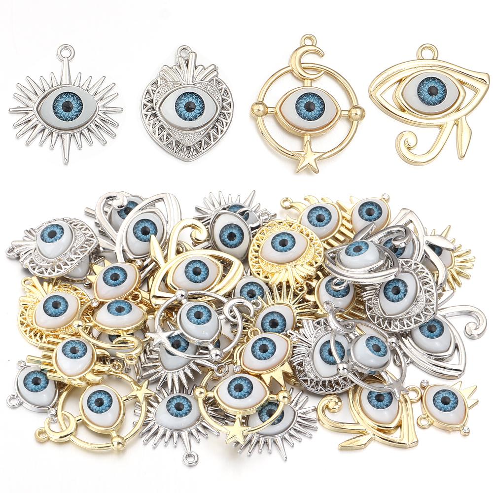 5 Stück/Los Legierung Böser Blick Anhänger Herz Stern Mond Auge Anhänger Für Schmuckherstellung DIY Halskettenanhänger Ohrringe Zubehör