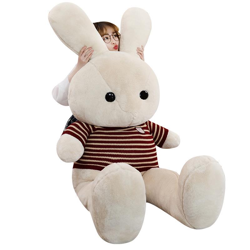 Large Striped Sweater Rabbit Plush Toy Doll Couple Rabbit Cloth Doll For Girlfriend'S Birthday Gift