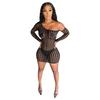 One Shoulder Exposed Dress Hollow Top Skirt Elegant Gowns Sexy Dresses Women'S Mini Dress