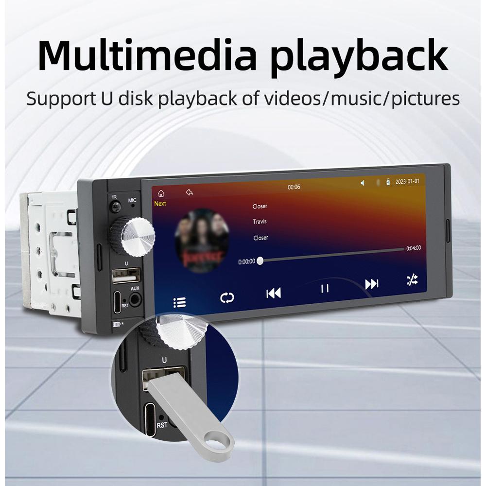 6.36 Inch Car Stereo BT MP5 Player RDS Radio Support Hands Free Calling U Disk AUX in Phone Interconnection Mirror