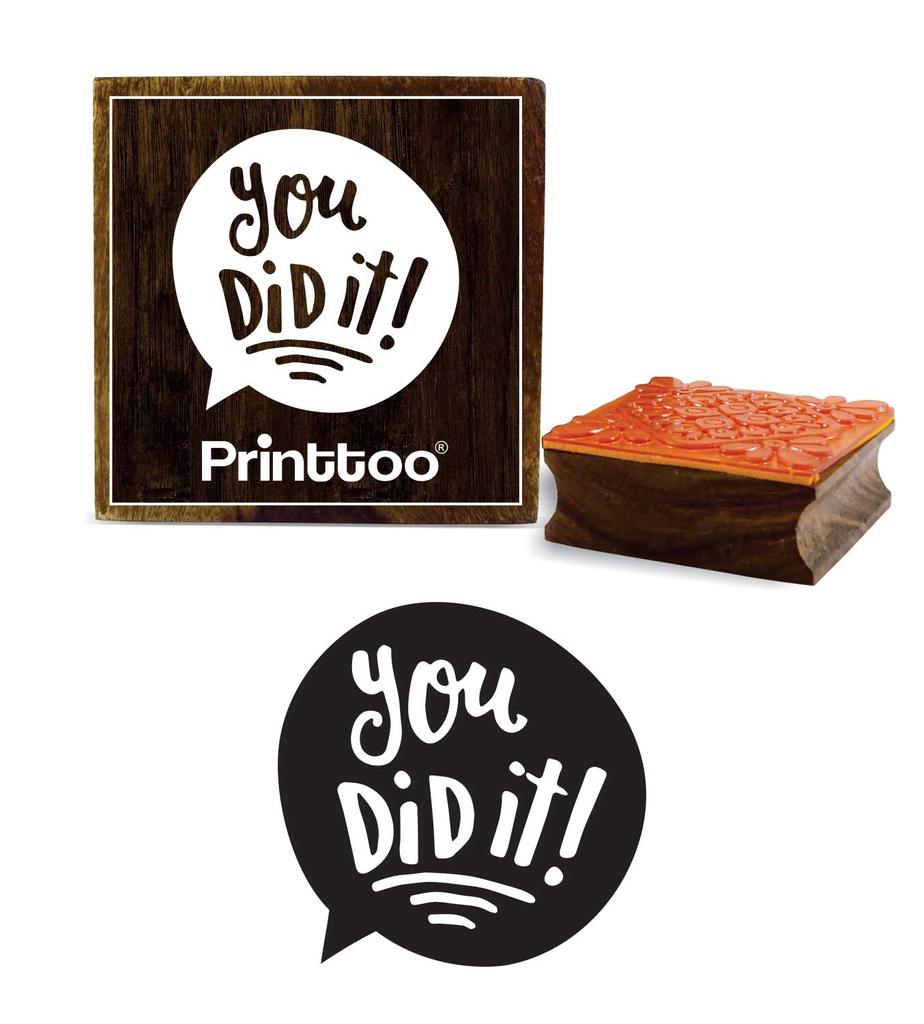 Printtoo Scrap- booking U Did It Word Design Square Wooden Rubber Stamp Diary Card-2 x 2