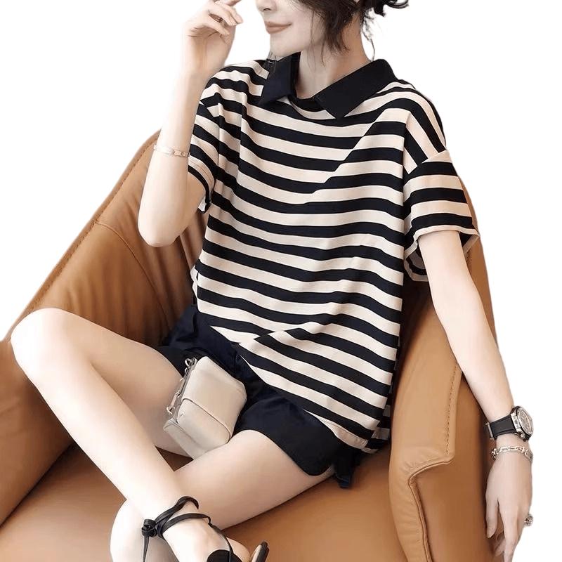 La Chapelle Women s Summer Striped Short-Sleeve T-Shirt XL