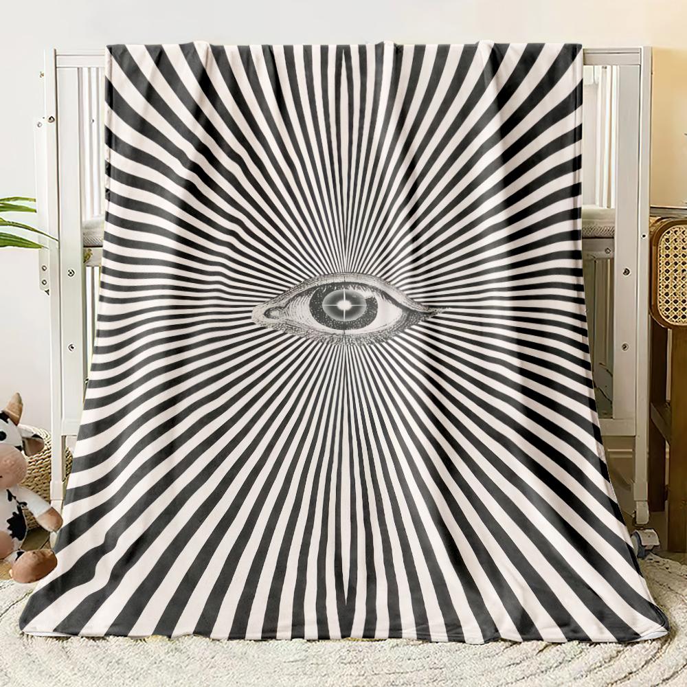 The Eye of The Demon Flannel Thin Blanket Soft Warm Blanket for Bedroom Living Room Bed Travel Camping Picnic Gift Customizable