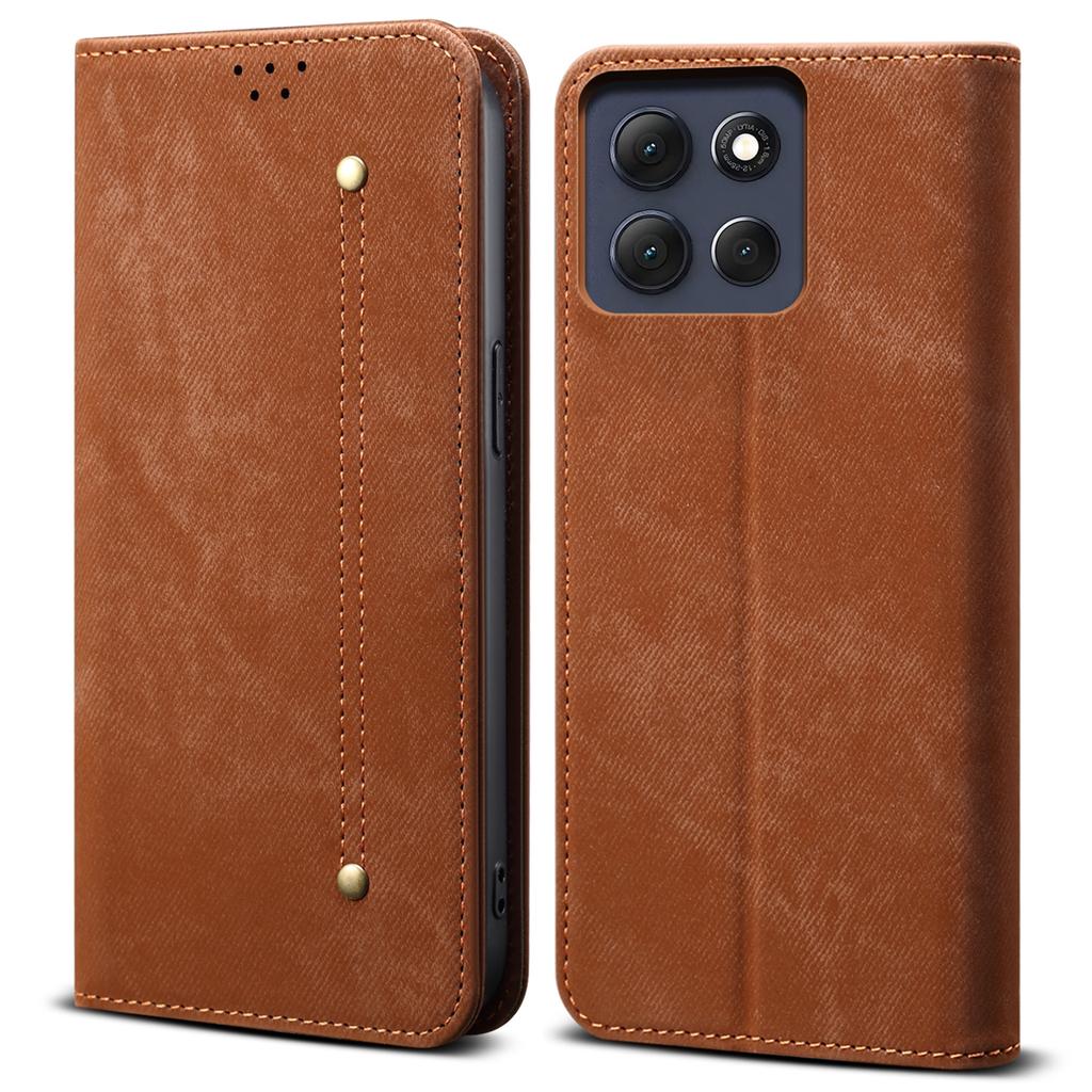 For Motorola Moto G86 5G Case Jeans Cloth Texture Anti-Scratch Leather Stand Phone Cover