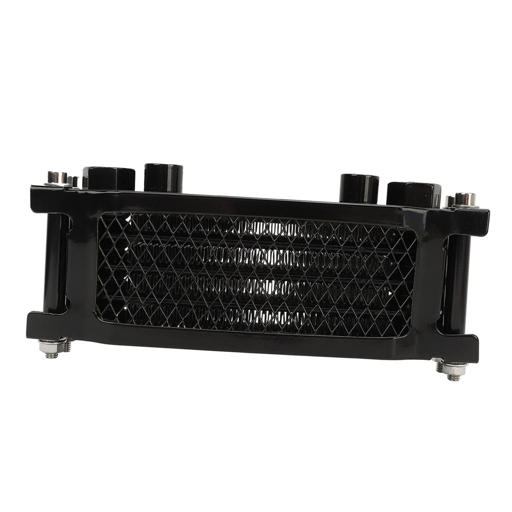 17PCS Motorcycle Oil Cooler Radiator Set Aluminum 4 Row Engine Oil Cooling Kit Replacement for Monkey 125cc‑140cc Black