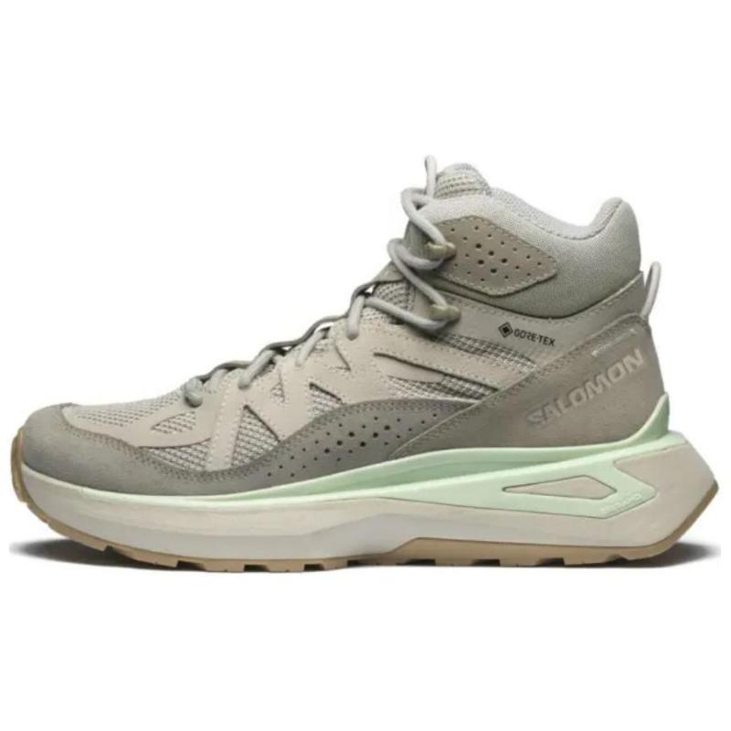 SALOMON ODYSSEY ELMT Anti Slip And Wear Resistant Water Resistant Mid Top Running Shoes Unisex Flint Gray Sneakers 475901