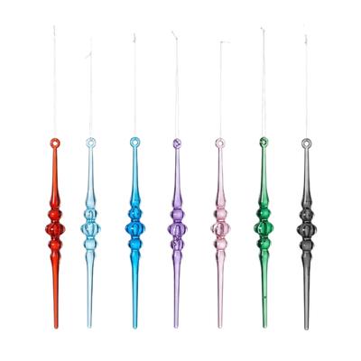 Christmas Icicle Hanging Ornament Acrylic 12 Piece Set for Tree Decorating, Holiday Display Accents with Hanging Loop