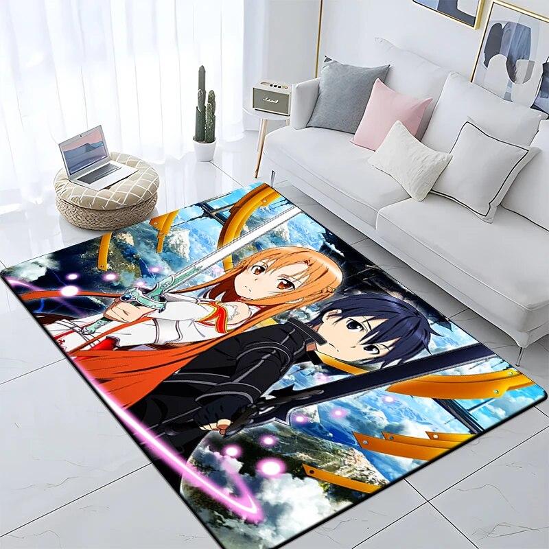 Hot Anime SAO Sword Art Online Modern House Living Room Floor Matte Bedroom Carpet Poster Mat Pattern Decorative Square Rug Gift
