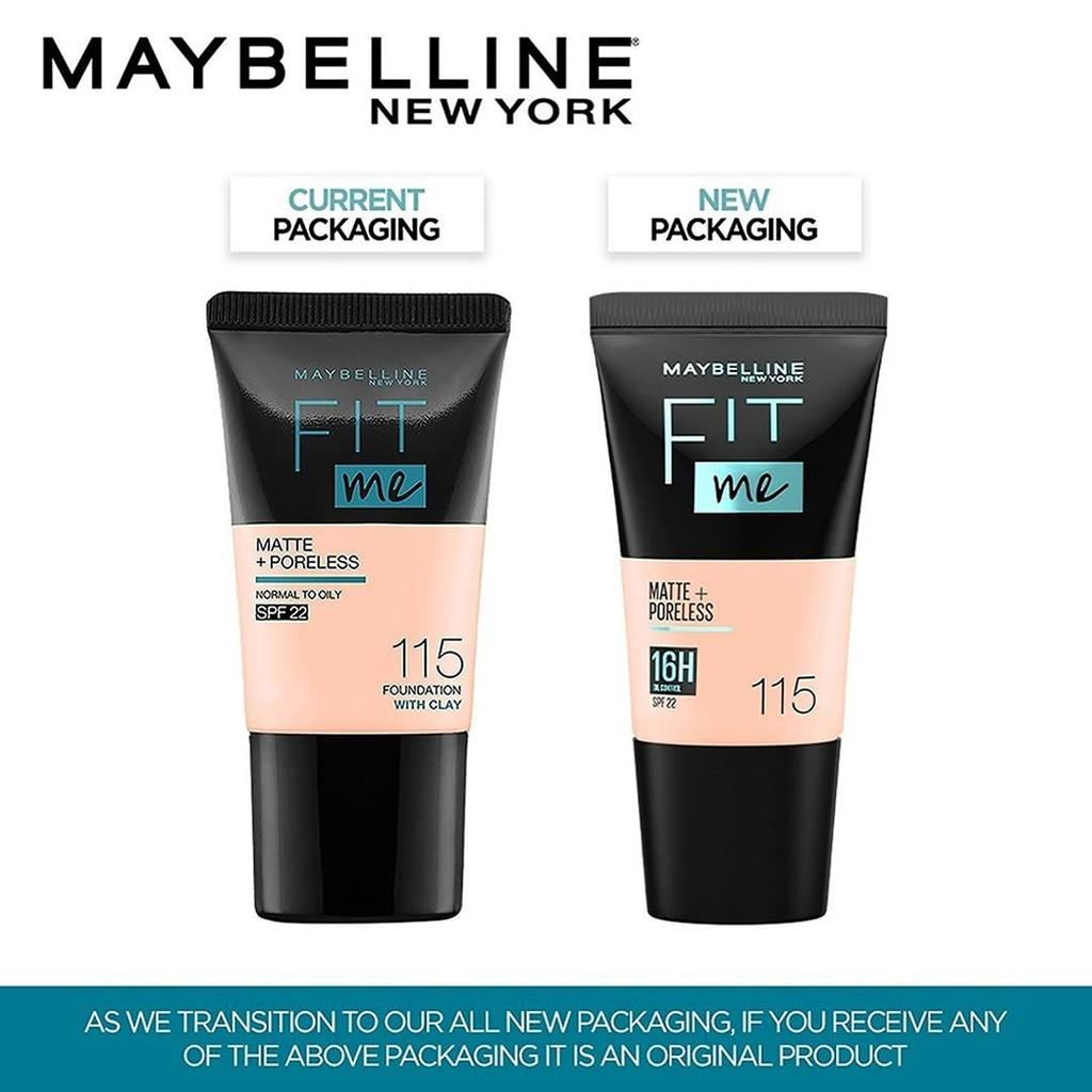 Maybelline New York Liquid Foundation Matte Poreless Full Coverage Blendable 18ml, 115 Ivory Skin