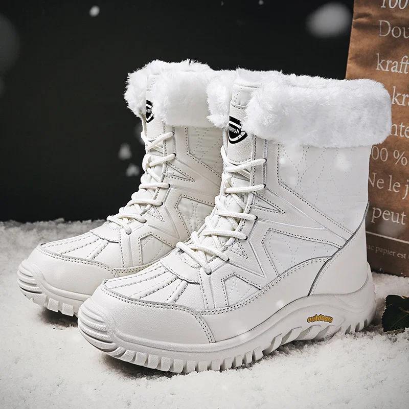 High Quality Winter Women's Plush Snow Boots Outdoor Waterproof Warm Plush Women's Boots Comfort Platform Boots Botas Para Mujer