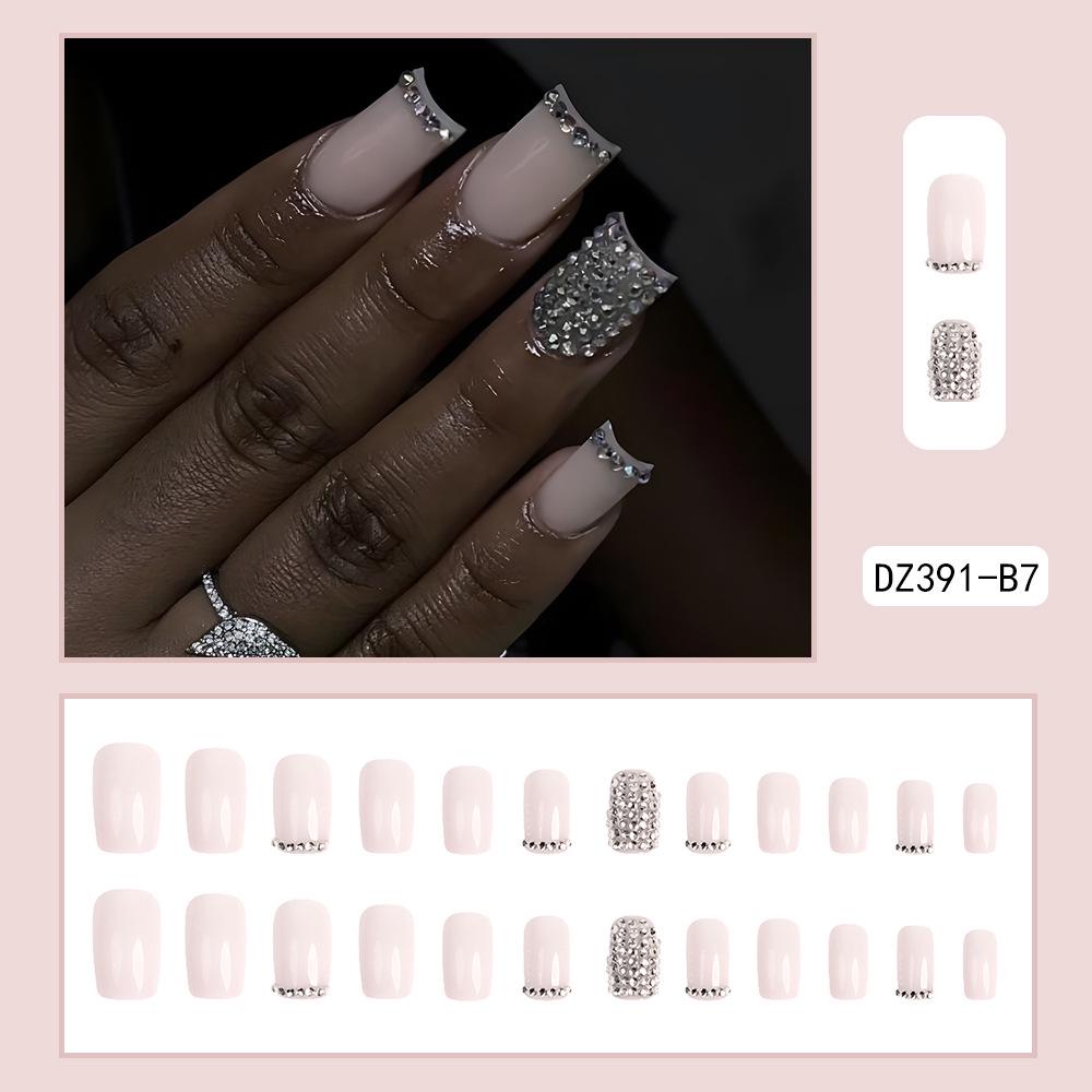 French Rhinestone Handmade Press-On Nail Tips