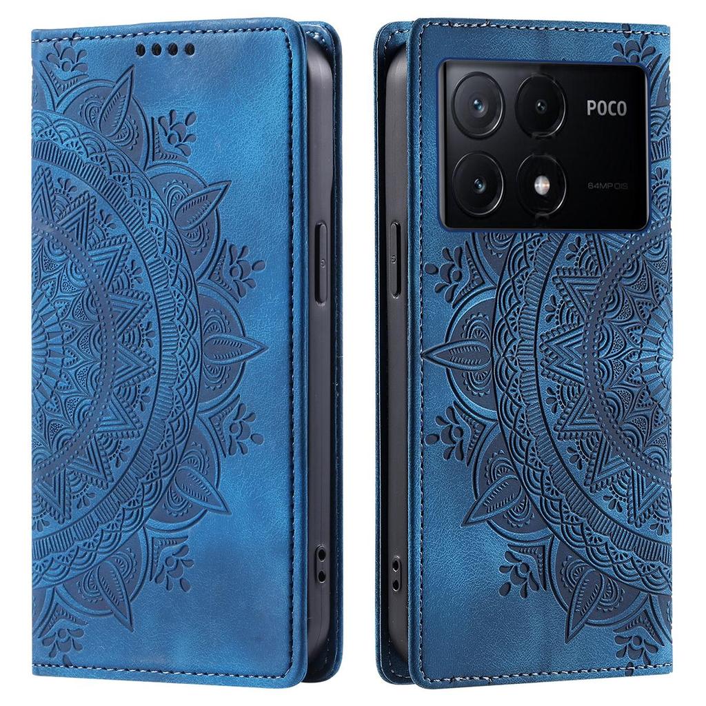 for Xiaomi POCO X6 Pro 5G Mandala Embossed PU Leather Flip Wallet Case Magnetic Closure Cover