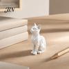 Small Cat Sculpture Gift 3D Printed Statue with Wavy Fur, Modern Sitting Figurine for Display Bookshelf Decor, Minimalist Art Home Office, Lovers