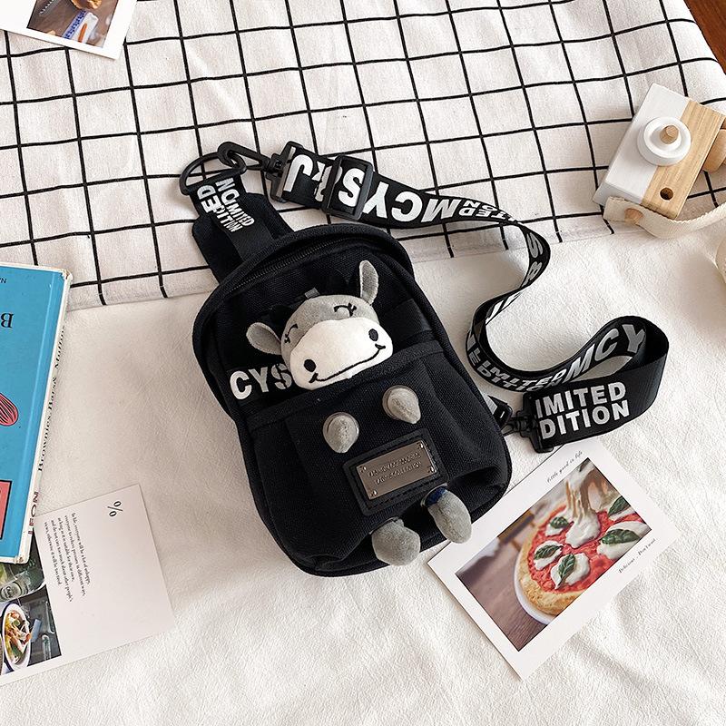 Cute Small Bag Women's New Internet Celebrity Versatile Canvas Crossbody Breast Bag Trendy Cool Female Student Shoulder Bag