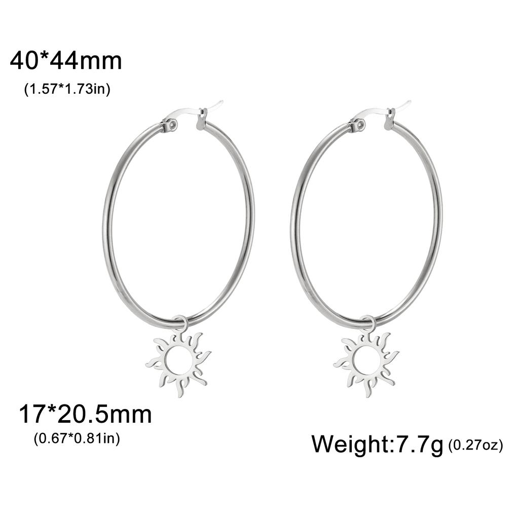 Teamer Trendige Große Creolen Stern Sonne Herz Blume Ahornblatt Edelstahl Ohrringe für Damen Mädchen Street Office Schmuck