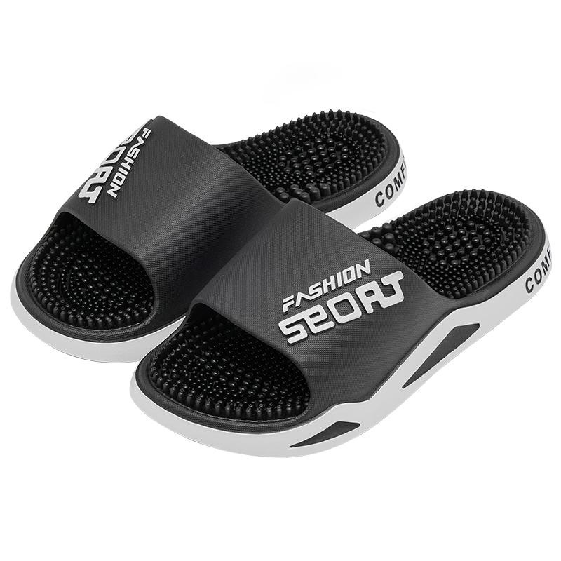Men Massage Slippers Flat Casual Slides Comfortable Non-slip Men Slippers 40-41 чёрный