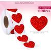 500 Pieces Valentine's Heart-Shaped Stickers Roll Glitter Heart Decorations Stickers Self-Adhesive Love Roll Stickers for Valentine, Anniversary, Wedd