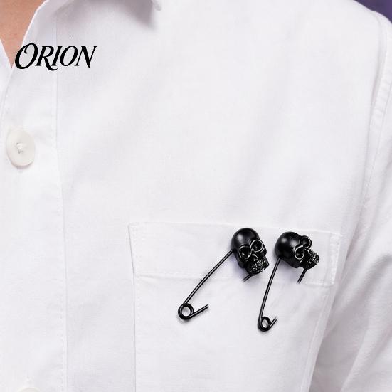 Three-dimensional Skull Pin Brooch, Safety Brooch with Lock Design, 3D Durable Metal Carving Halloween Punk Accessory for Jackets Lapels Backpacks