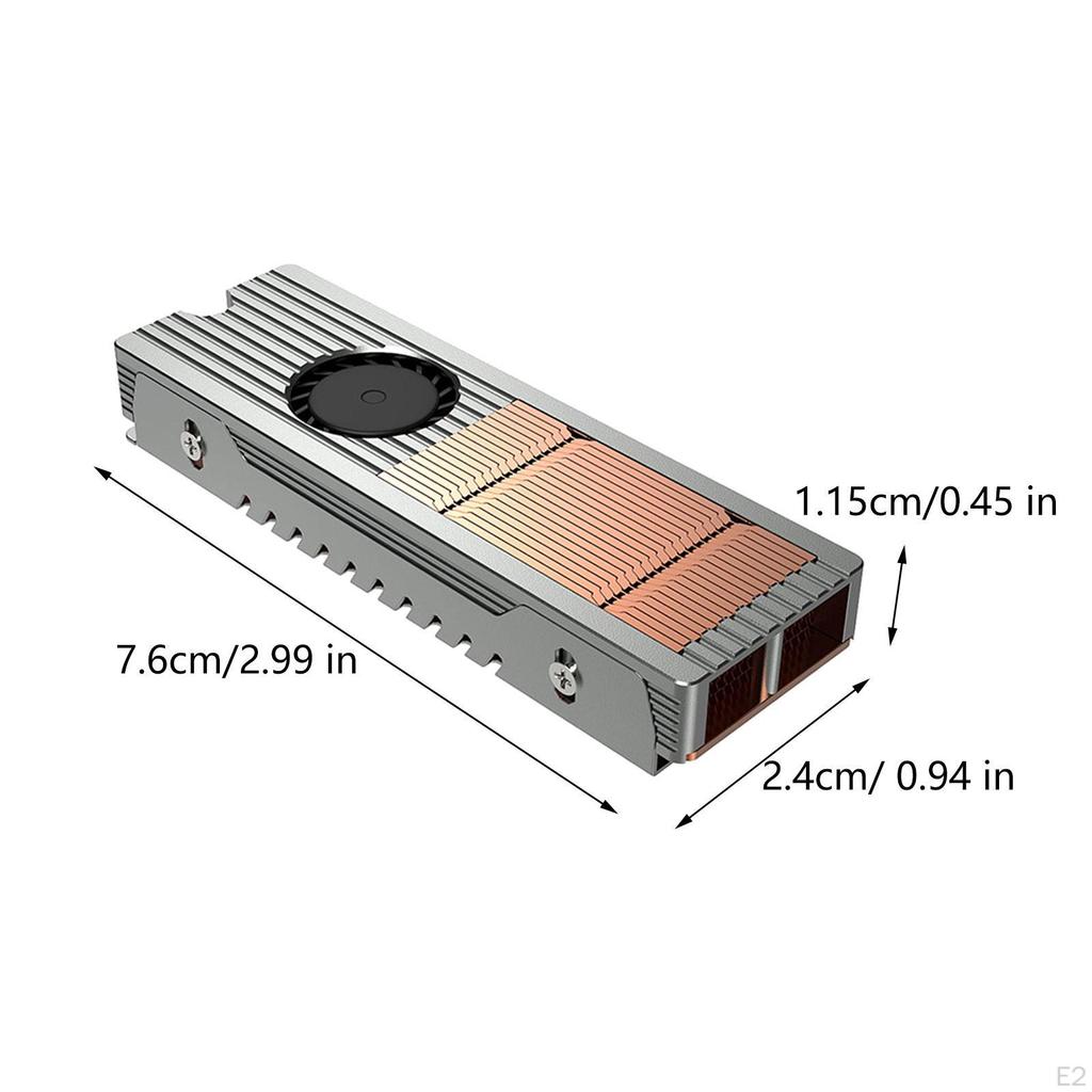 M.2-8 SSD Heatsink Professional Sturdy Woth Double Thermal Pad with Quiet Fan Quick Cooling for PC