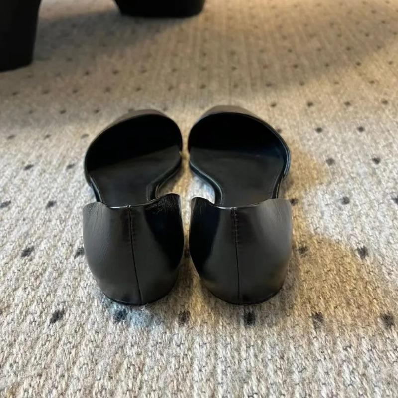 Fashion Genuine Leather Flat Shoes Women Retro Small Square Toe Slanted Mouth Hollow Single Shoes for Women Spring Autumn Flat Sandals