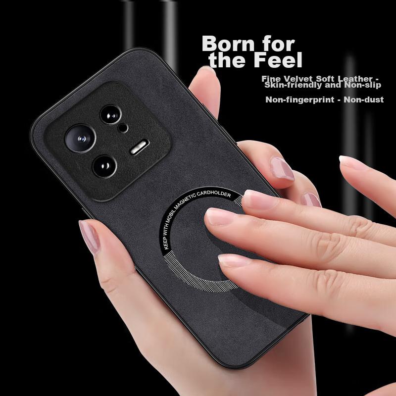 Xiaomi 13 Phone Case, Xiaomi 13 Protective Cover, Skin-Like Magnetic New Frosted Lens Full Protection Silicone Simple Style - Black