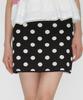 Ronron Dot Pattern Banding Knit Mini Skirt Black White Dot