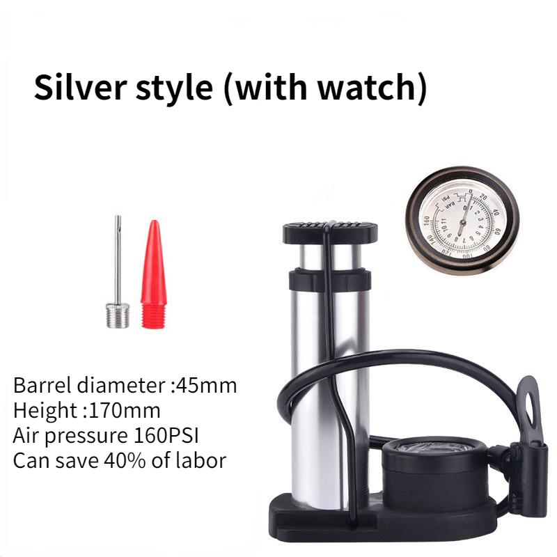 Foot Pedal High Pressure Pump Bicycle Battery Car Household Mini Portable Foot Pedal Air Pump with Barometer Bicycle Accessories