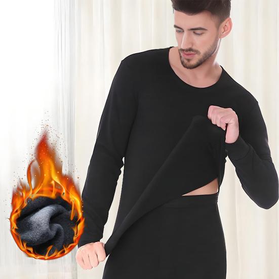Lenjerie termică pentru bărbați Călduroasă căptușită cu fleece Set maiou și pantaloni lungi Set strat de bază casual pentru vreme rece