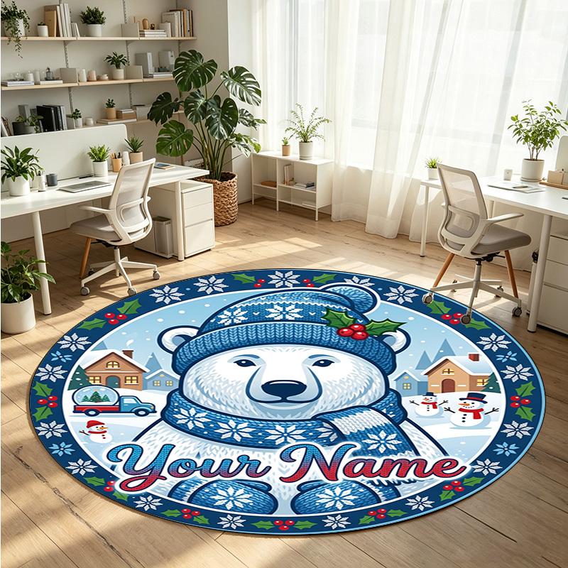Wild Animals (68) Theme Round Crystal Velvet Rug Custom Name Text Personalized Floor Mat Home Decor Non Slip Crystal Carpet