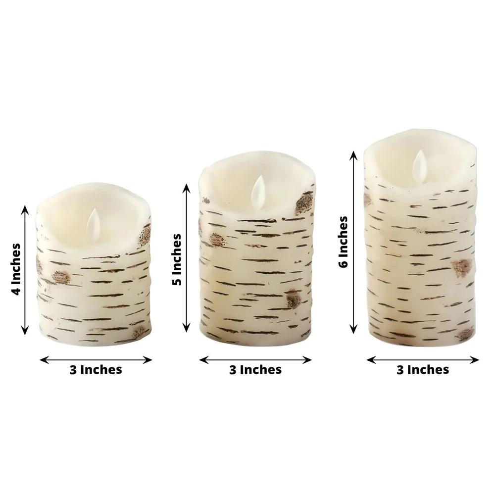 3PCS LED Flameless Pillar Candles Battery Operated with Flickering Warm Yellow Light Moving Wicks Candles with Timer and Remote