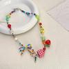 Acrylic rice bead square bow apple star pendant necklace niche fashion light luxury versatile exquisite necklace