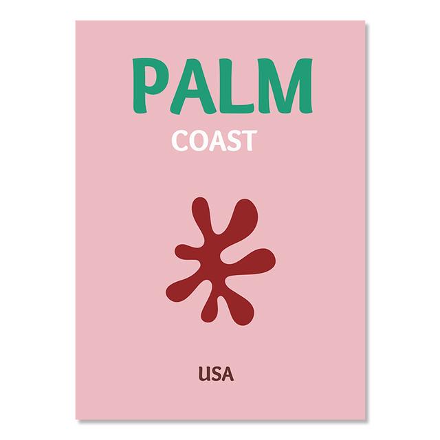 Preppy Colorful Travel Prints Miami Bondi Palm Lbiza Capri Amalfi Poster Nordic Canvas Painting Retro Gallery Wall Beach Art Set