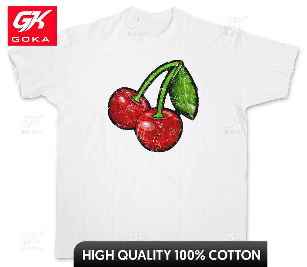 OLDSCHOOL CHERRIES VINTAGE LOGO II TSHIRT Cherry Rockabilly Tattoo Neutral Funny Sleek T Shirts Polished Athleti Printed Tee