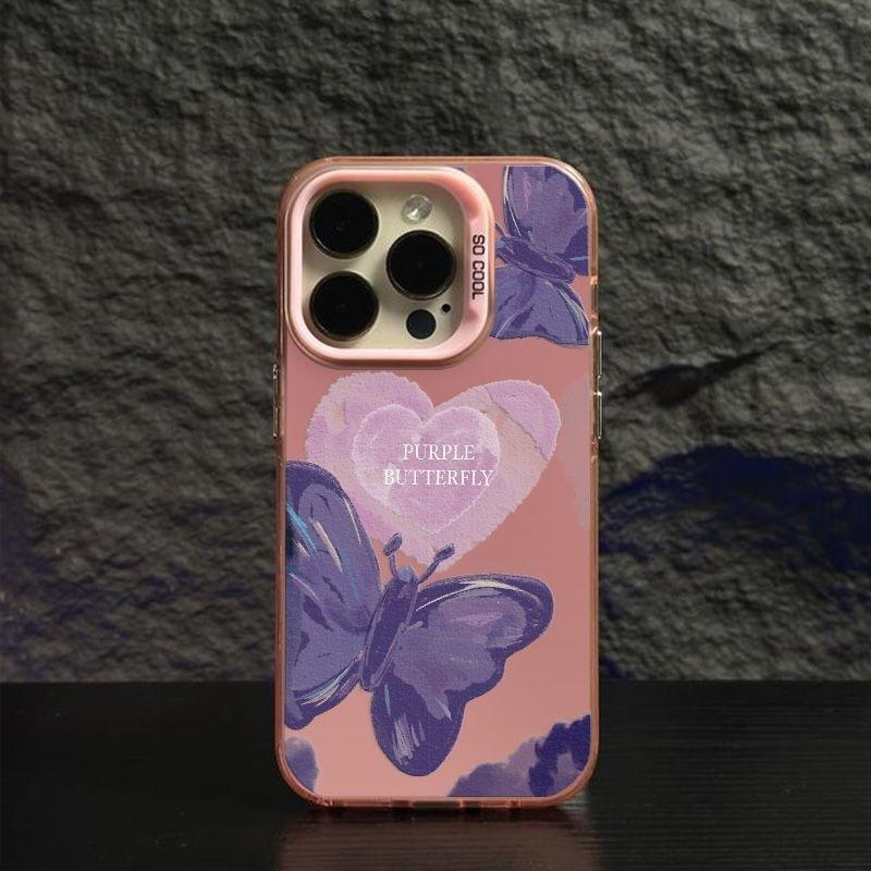 Color silver high value for Apple 16/13/12 anti-drop mobile phone case X matte XSMAX love butterfly 15 trendy models